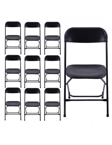 5pcs Portable Plastic Folding Chairs Black